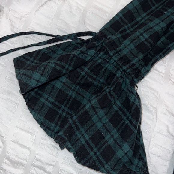 Plaid Button Up Blouse - Tie Sleeve - Picture 6 of 7